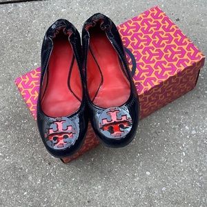 Tory Burch Navy Patent Reva Flats